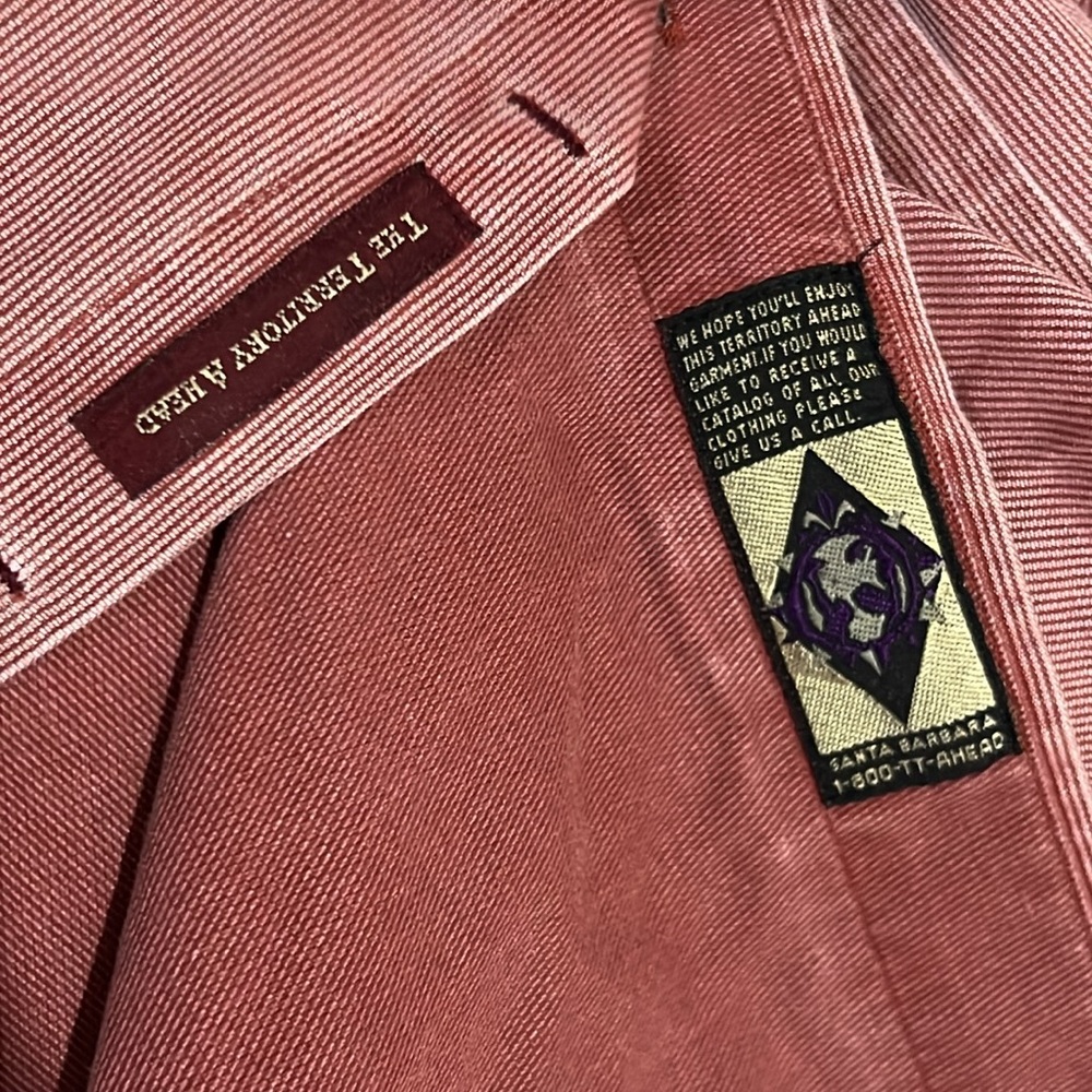 The Territory Ahead Silk Cotton Blend Long‎ Sleeve Dress Shirt Red Maroon, Sz L - Picture 8 of 11